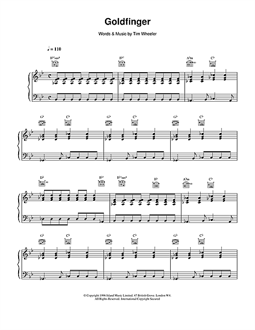 Ash Goldfinger sheet music notes and chords. Download Printable PDF.