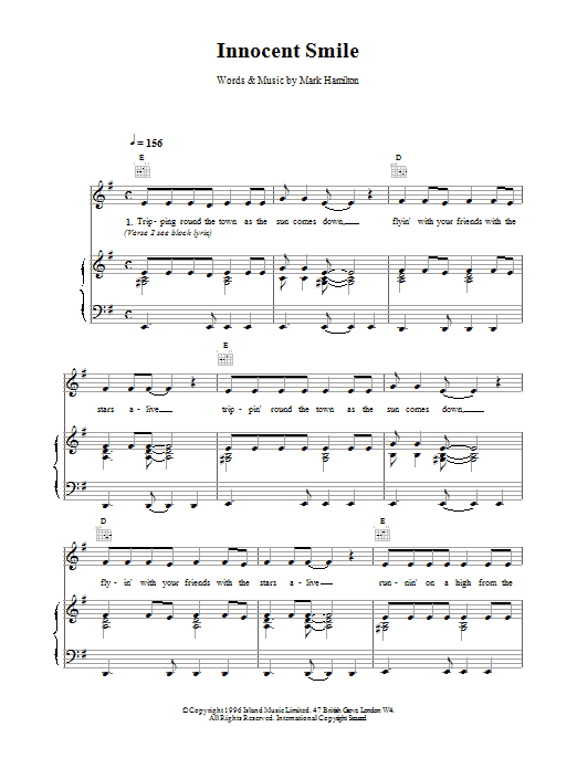 Ash Innocent Smile sheet music notes and chords. Download Printable PDF.