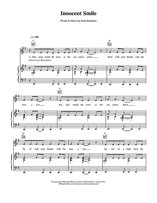 Ash Innocent Smile sheet music notes and chords. Download Printable PDF.