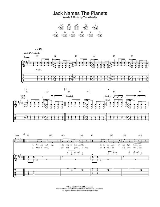 Ash Jack Names The Planets sheet music notes and chords. Download Printable PDF.