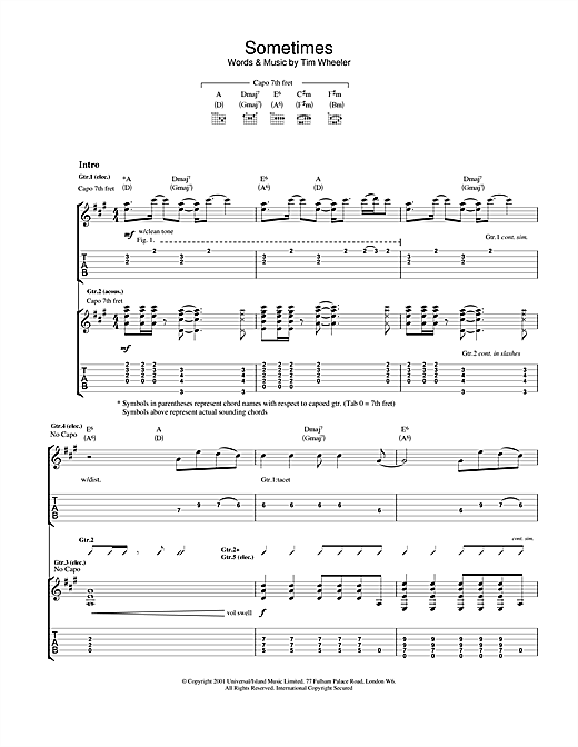 Ash Sometimes sheet music notes and chords. Download Printable PDF.