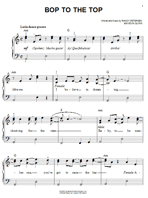 Ashley Tisdale and Lucas Grabeel Bop To The Top (from High School Musical) sheet music notes and chords. Download Printable PDF.