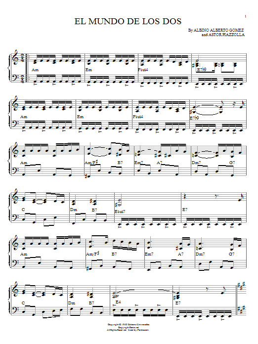 Astor Piazzolla El mundo de los dos sheet music notes and chords. Download Printable PDF.