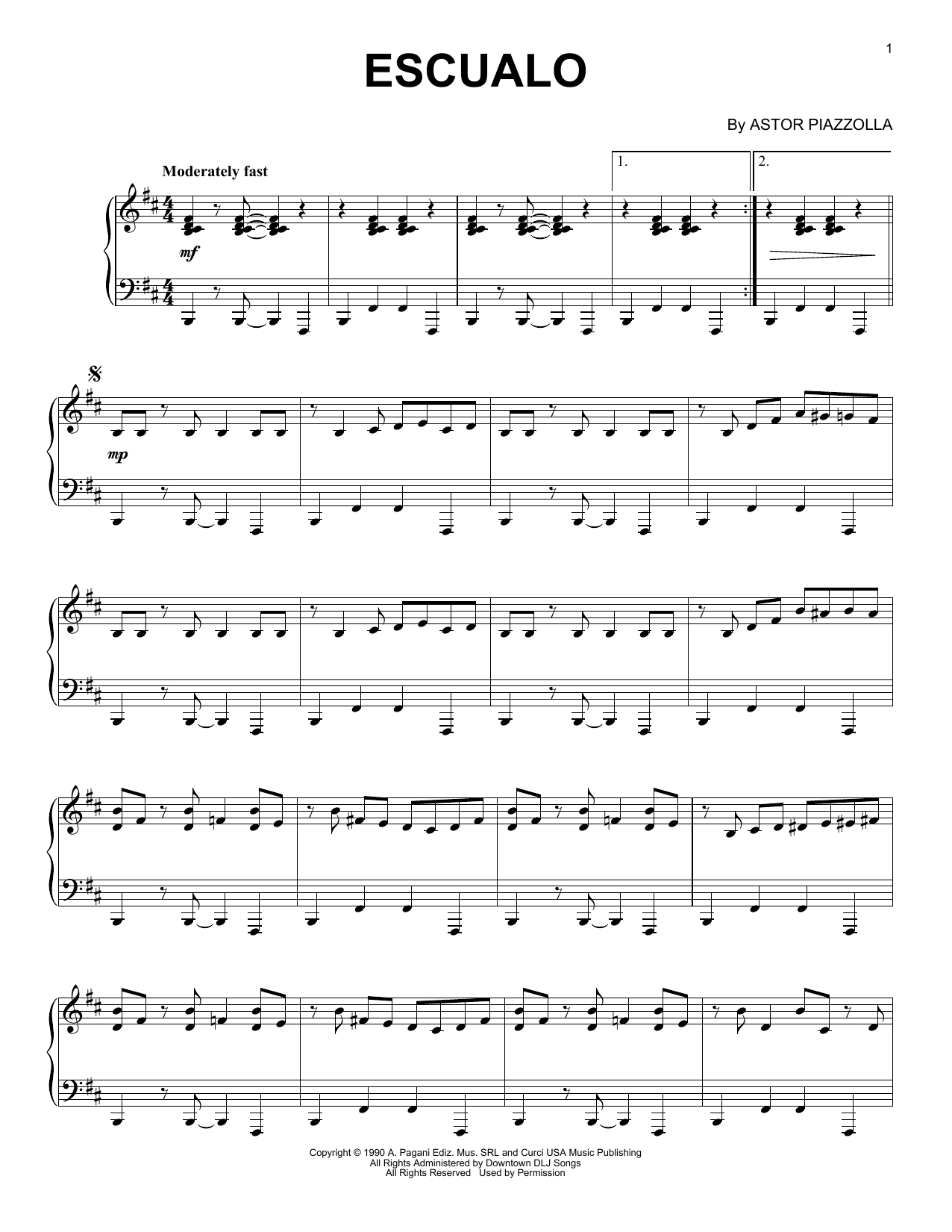 Astor Piazzolla Escualo sheet music notes and chords. Download Printable PDF.