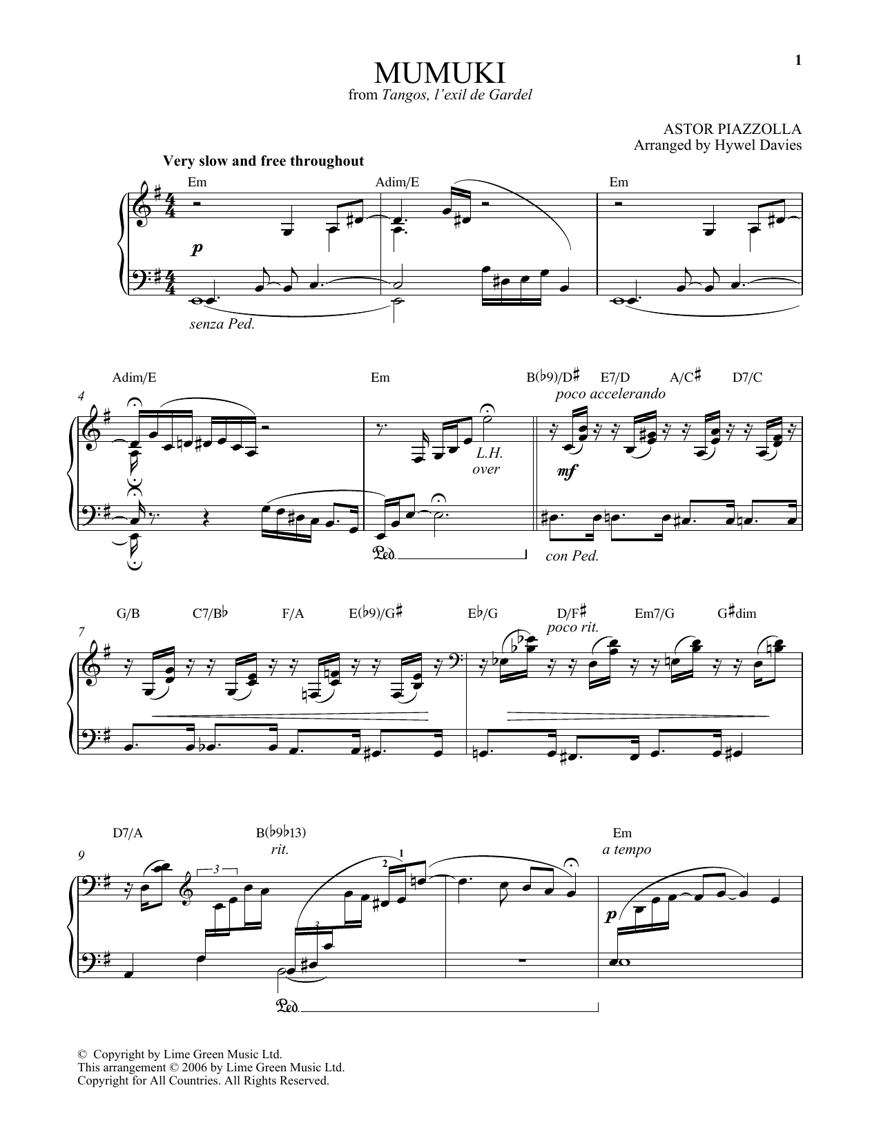 Astor Piazzolla Mumuki sheet music notes and chords. Download Printable PDF.