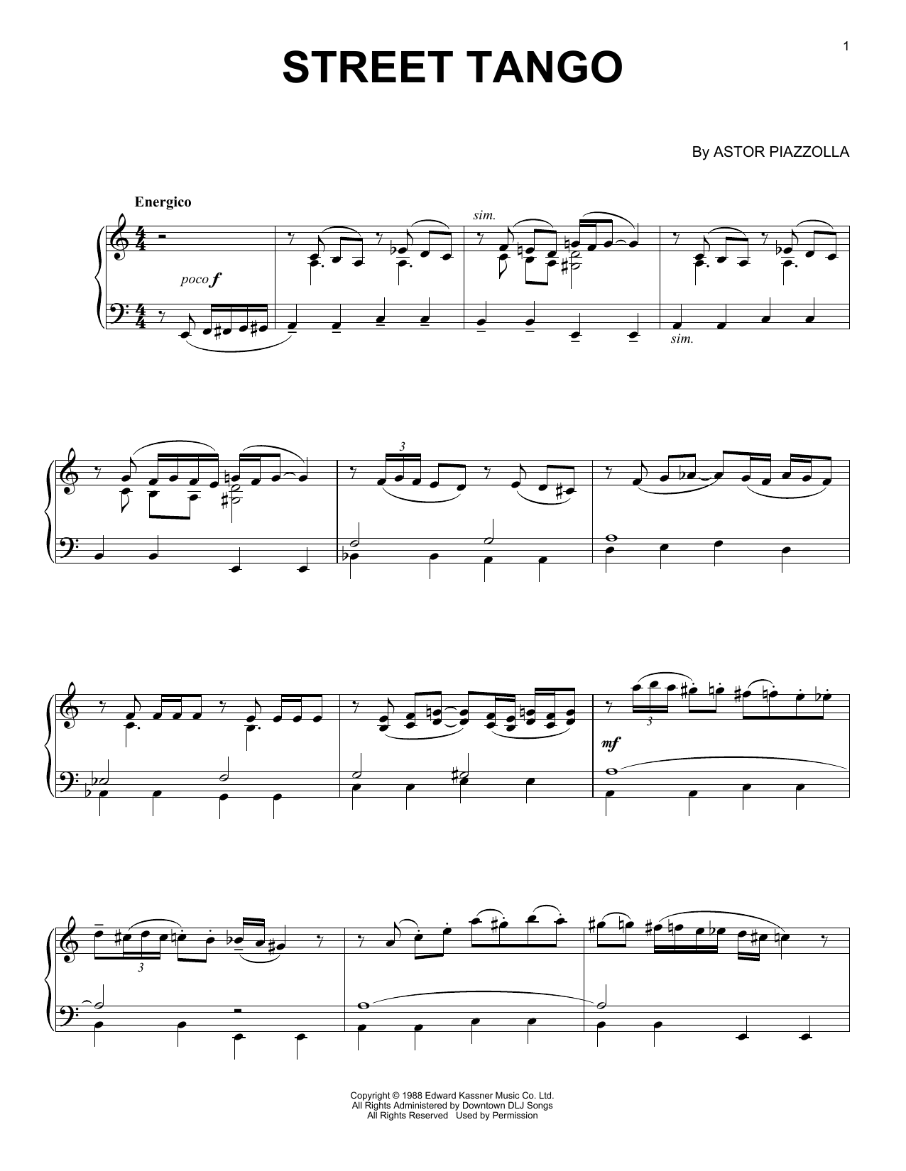 Astor Piazzolla Street Tango sheet music notes and chords. Download Printable PDF.