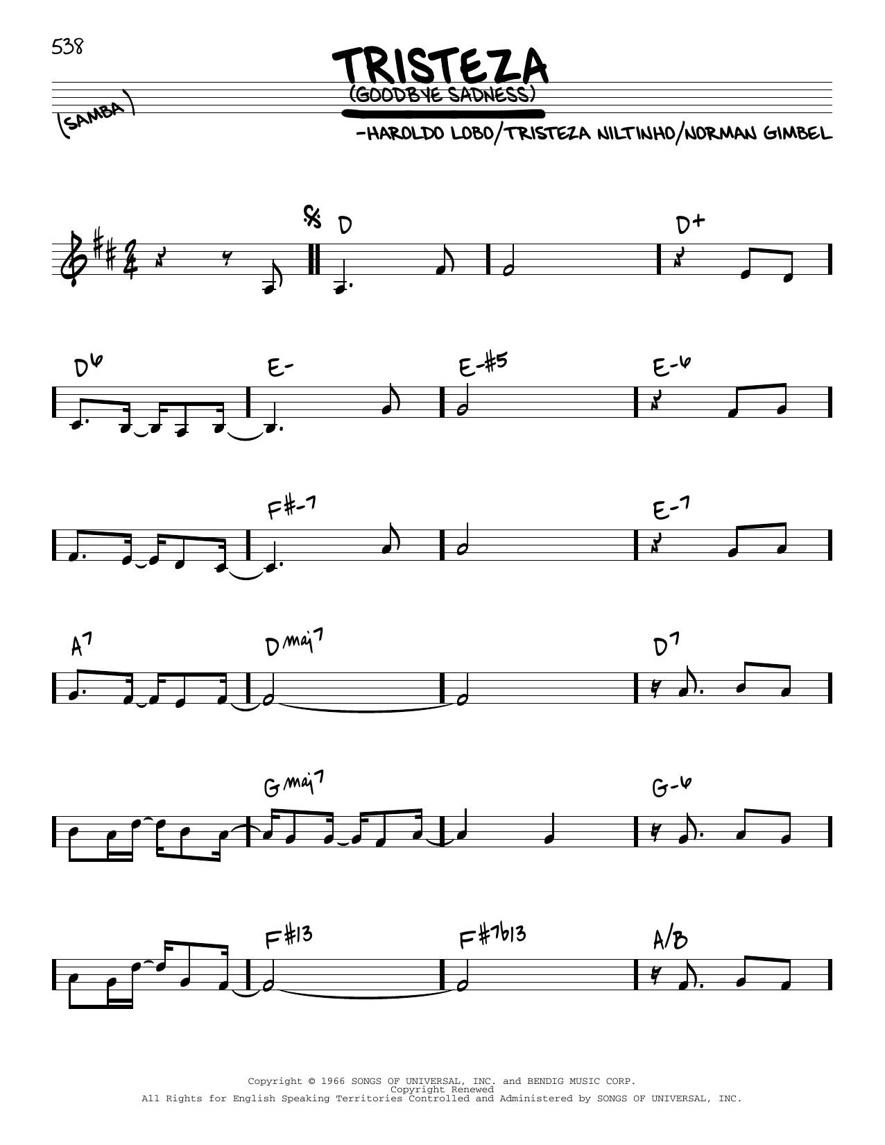 Astrud Gilberto Goodbye Sadness sheet music notes and chords. Download Printable PDF.