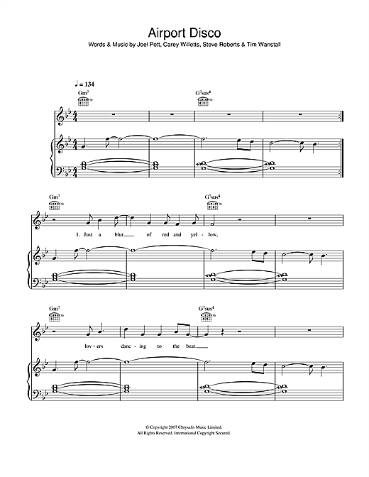 Athlete Airport Disco sheet music notes and chords. Download Printable PDF.