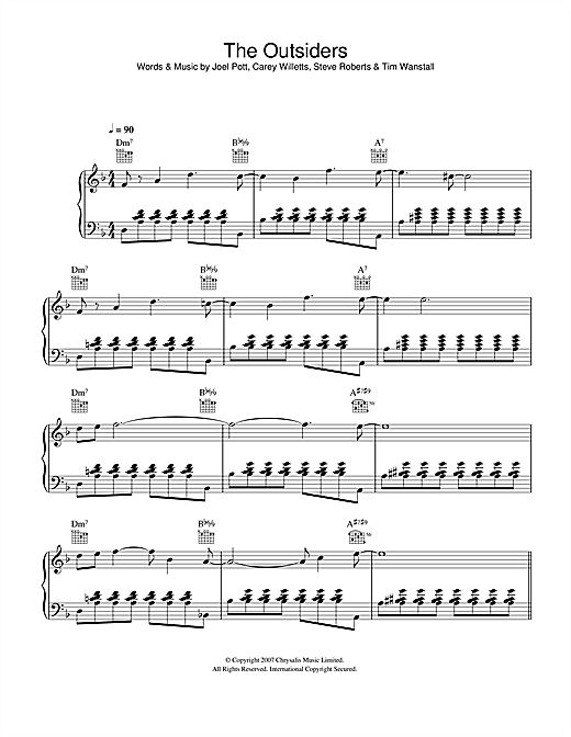 Athlete The Outsiders sheet music notes and chords. Download Printable PDF.