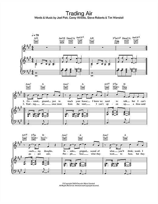 Athlete Trading Air sheet music notes and chords. Download Printable PDF.