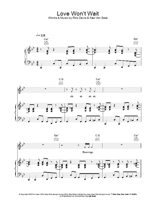 Atomic Kitten Love Won't Wait sheet music notes and chords. Download Printable PDF.