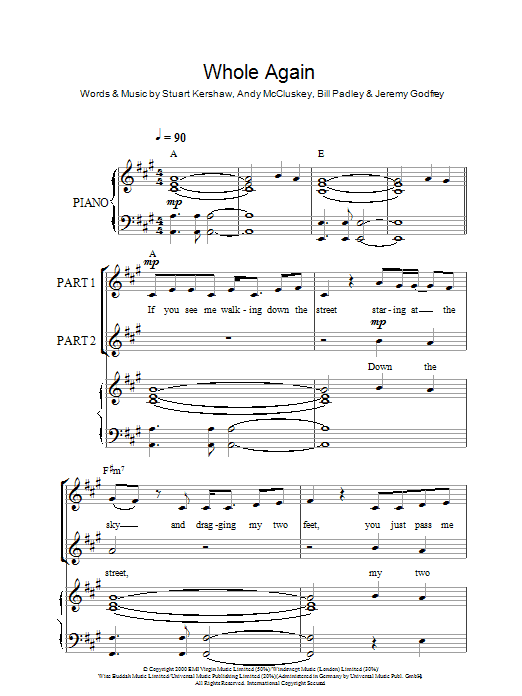 Atomic Kitten Whole Again sheet music notes and chords. Download Printable PDF.