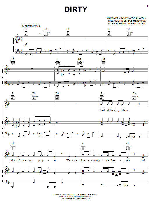 Audio Adrenaline Dirty sheet music notes and chords. Download Printable PDF.