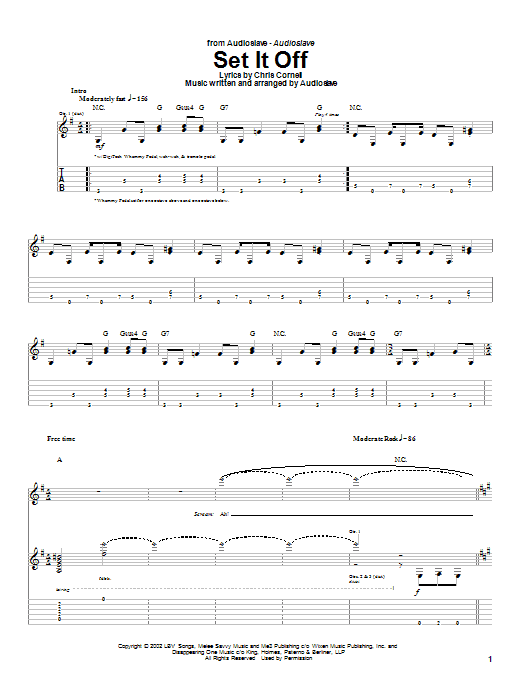 Learn to play Audioslave Set It Off sheet music for Guitar Tab in minutes. Audioslave Set It Off sheet music notes and chords. Download Printable PDF.