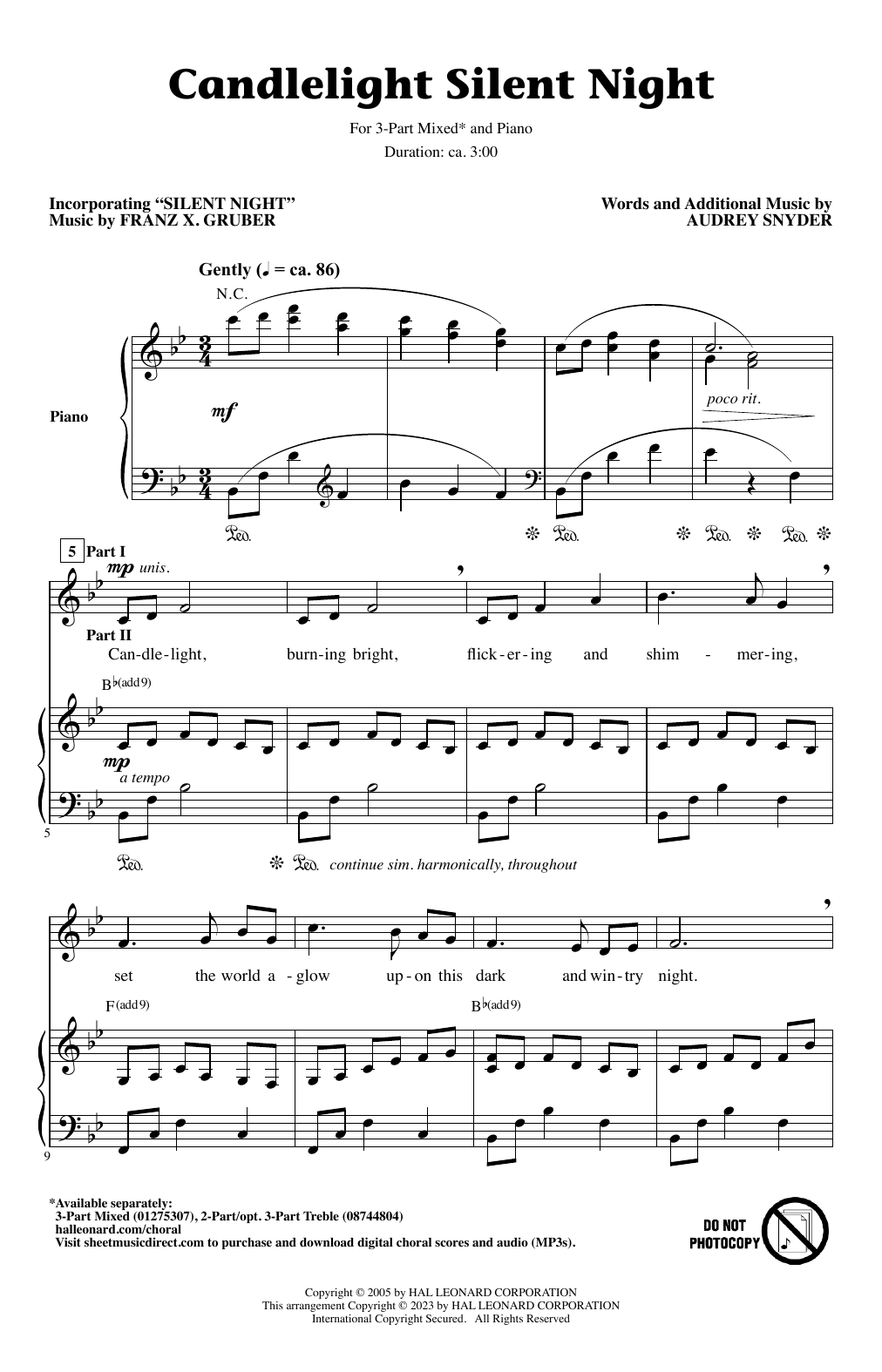 Audrey Snyder Candlelight Silent Night sheet music notes and chords. Download Printable PDF.