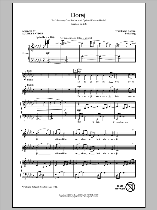 Audrey Snyder Doraji sheet music notes and chords. Download Printable PDF.