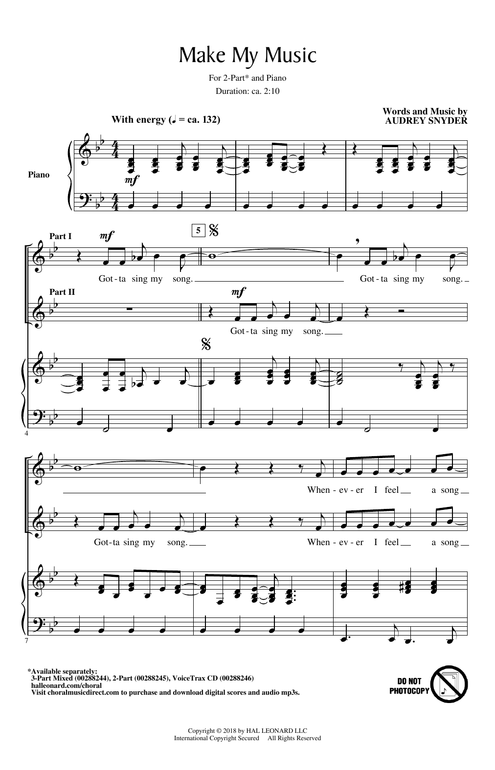 Audrey Snyder Make My Music sheet music notes and chords. Download Printable PDF.