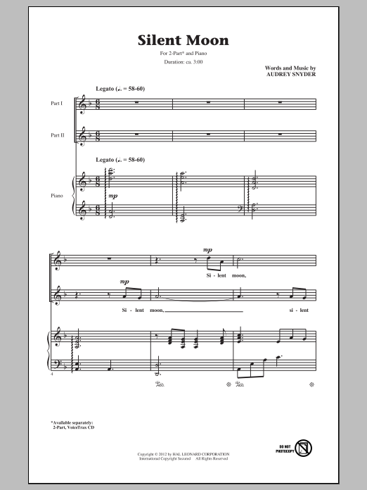 Audrey Snyder Silent Moon sheet music notes and chords. Download Printable PDF.