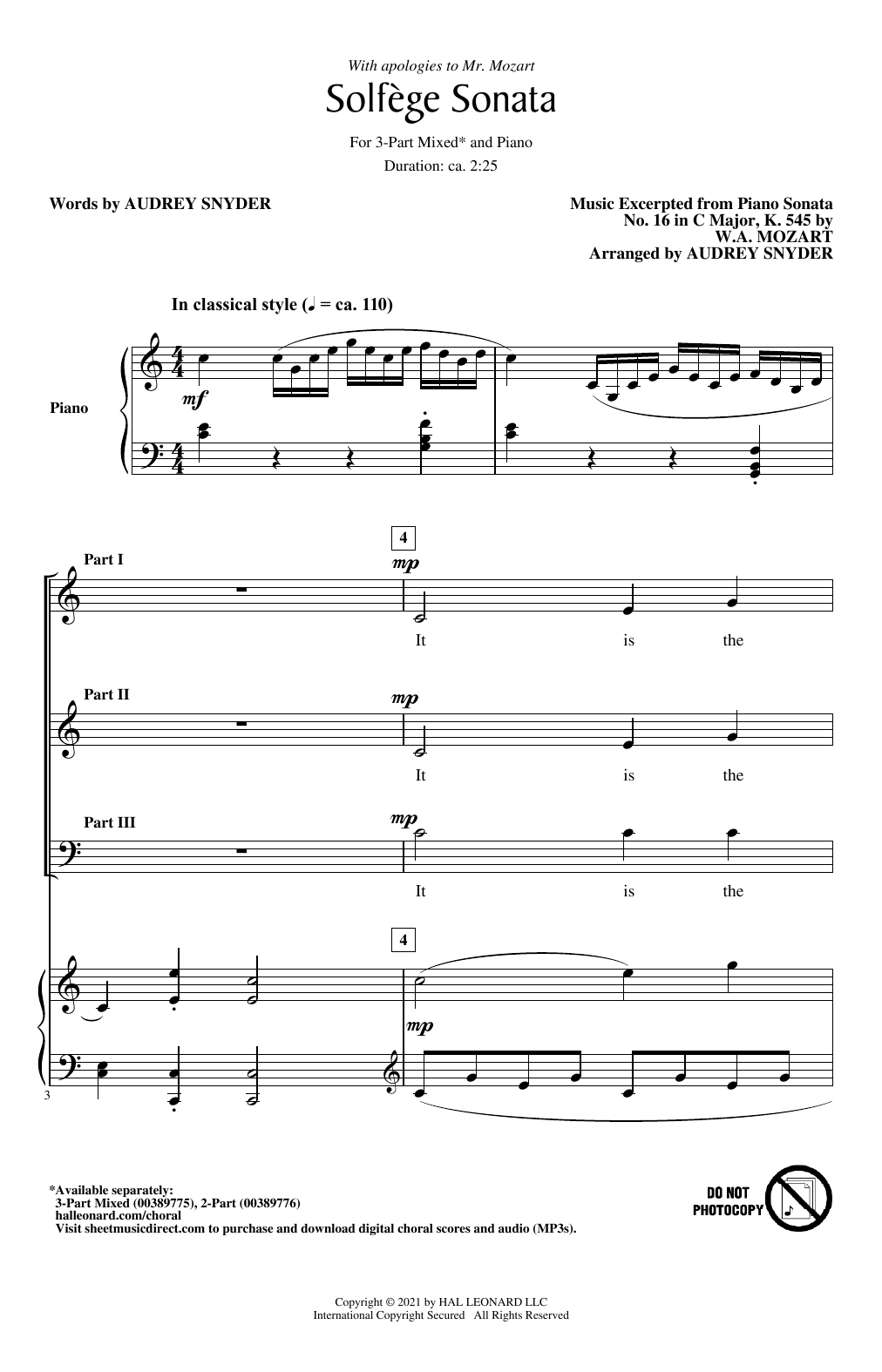 Audrey Snyder Solfege Sonata sheet music notes and chords. Download Printable PDF.