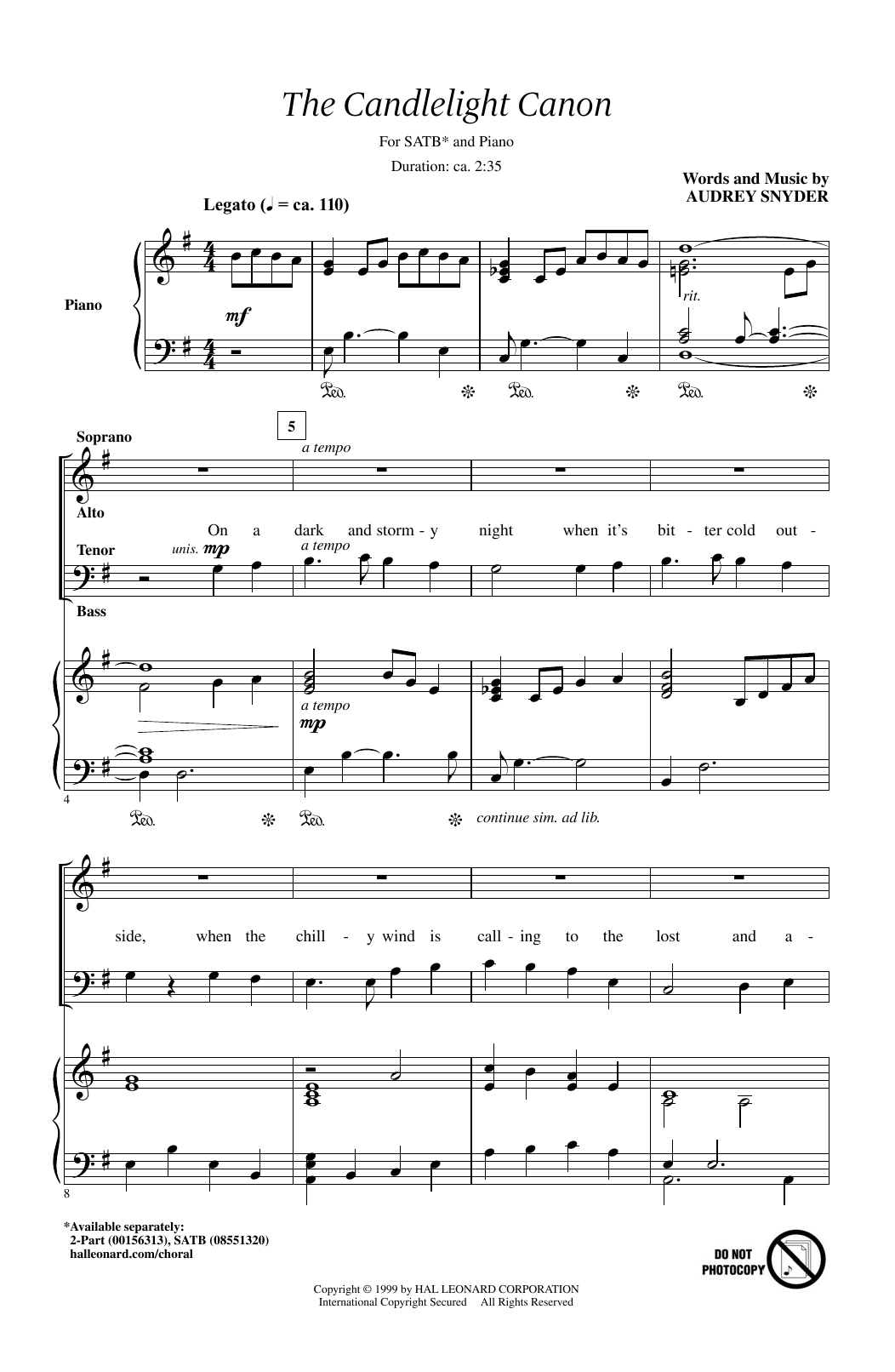 Audrey Snyder The Candlelight Canon sheet music notes and chords. Download Printable PDF.