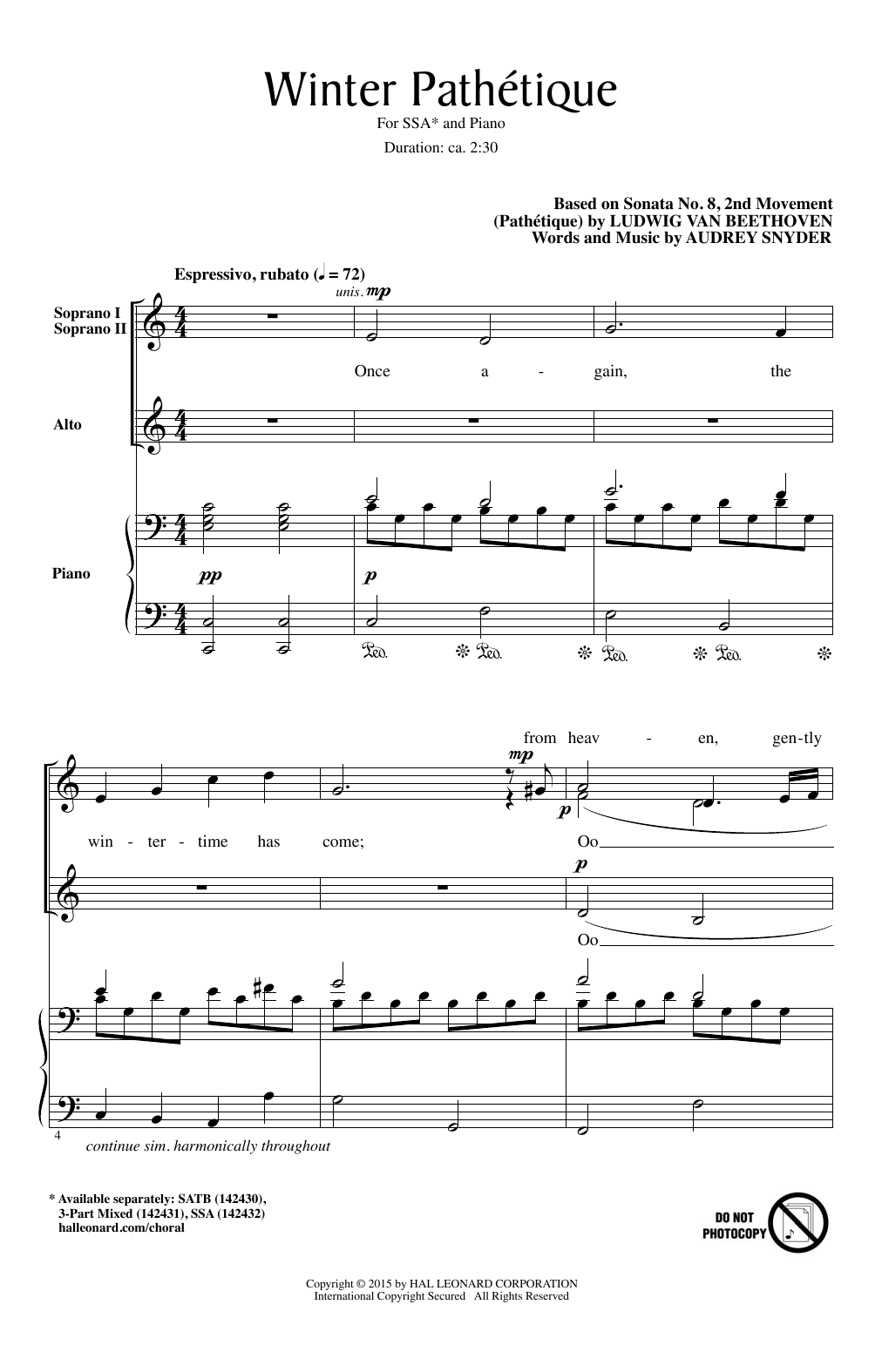 Audrey Snyder Winter Pathetique sheet music notes and chords. Download Printable PDF.