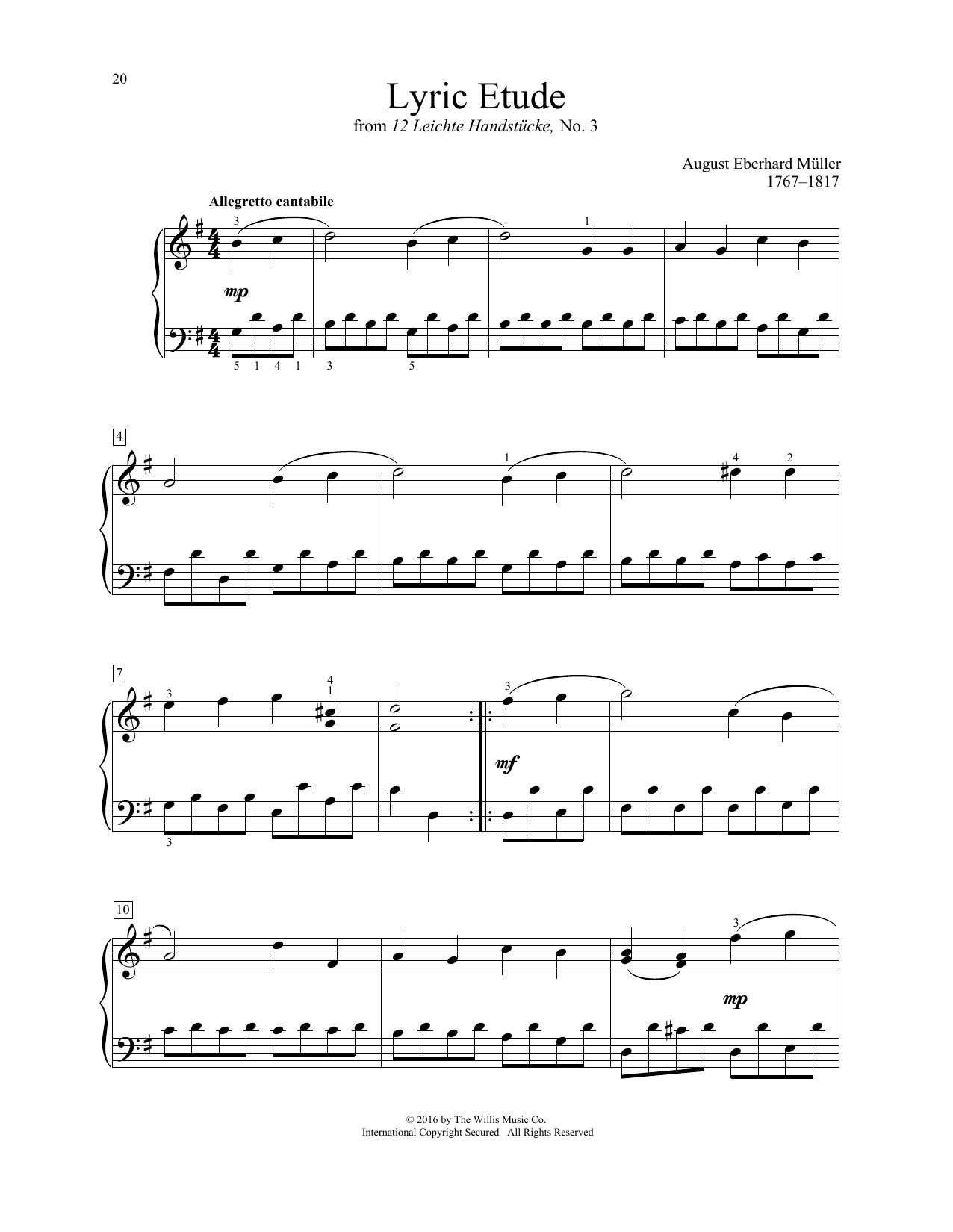 August Eberhard Muller Lyric Etude sheet music notes and chords. Download Printable PDF.