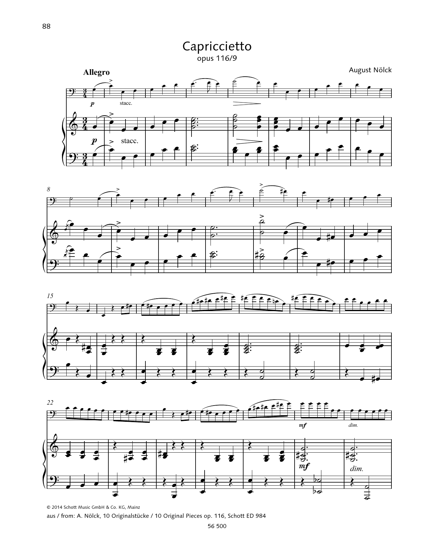 August Nölck Capriccietto sheet music notes and chords. Download Printable PDF.