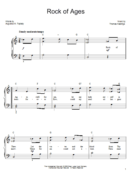 Augustus M. Toplady Rock Of Ages sheet music notes and chords. Download Printable PDF.