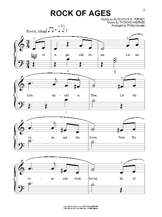 Learn to play Augustus M. Toplady Rock Of Ages sheet music for Beginning Piano Solo in minutes. Price: 6.9900$ Augustus M. Toplady Rock Of Ages sheet music notes and chords arranged for Beginning Piano Solo