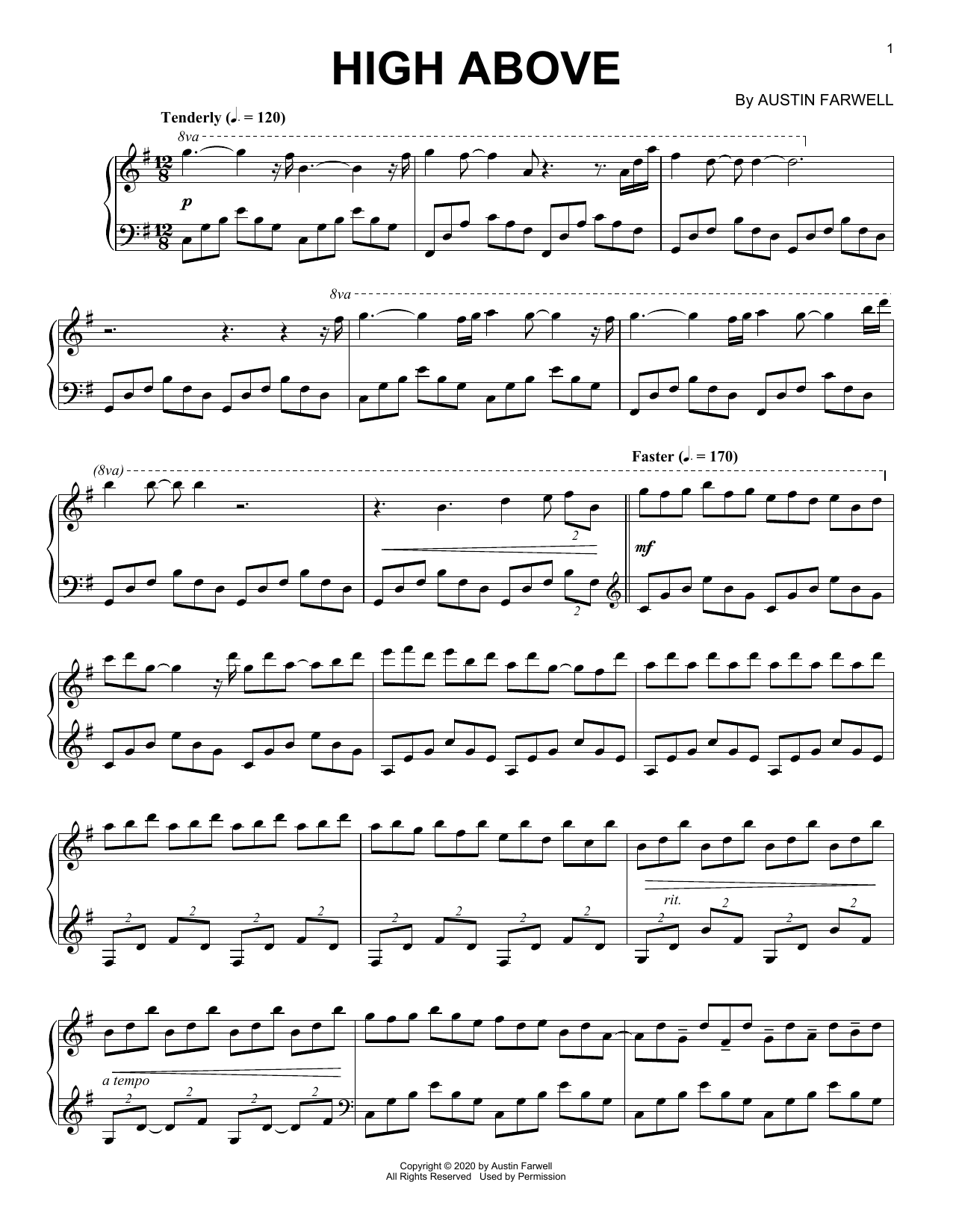 Austin Farwell High Above sheet music notes and chords. Download Printable PDF.