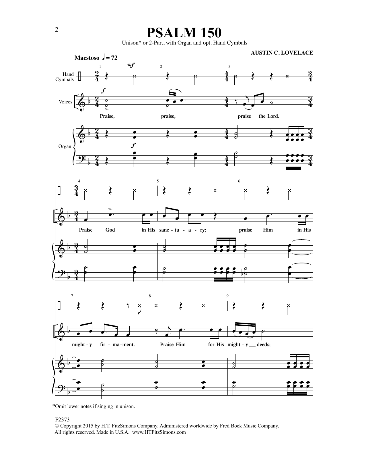 Austin Lovelace Psalm 150 sheet music notes and chords. Download Printable PDF.