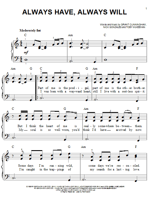 Avalon Always Have, Always Will sheet music notes and chords. Download Printable PDF.