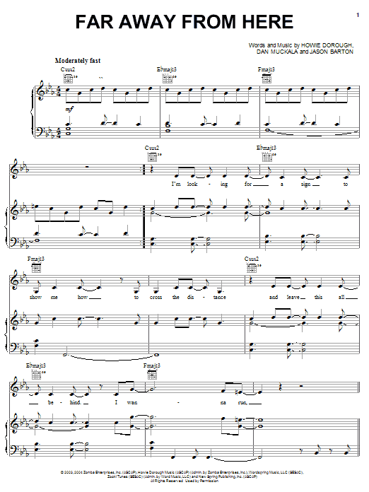 Avalon Far Away From Here sheet music notes and chords. Download Printable PDF.