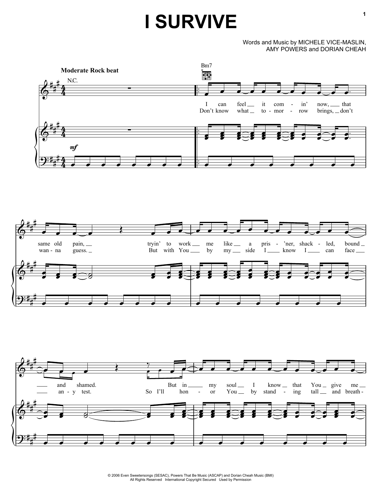 Avalon I Survive sheet music notes and chords. Download Printable PDF.