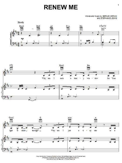 Avalon Renew Me sheet music notes and chords. Download Printable PDF.