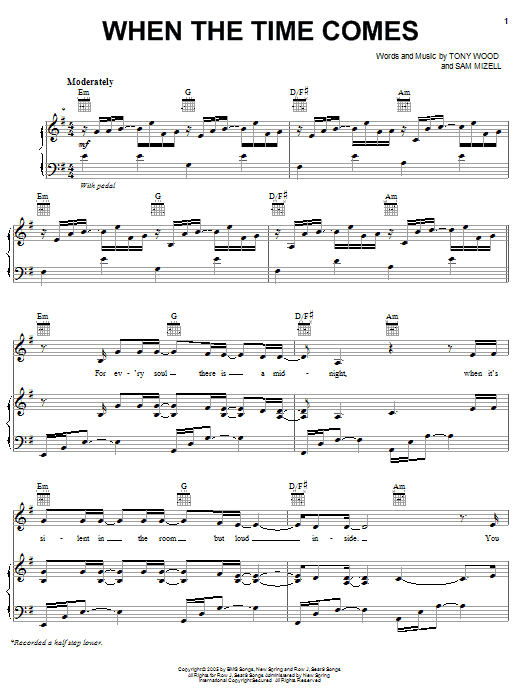 Avalon When The Time Comes sheet music notes and chords. Download Printable PDF.