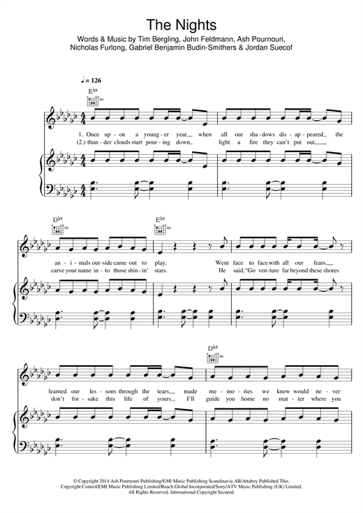 Avicii The Nights sheet music notes and chords. Download Printable PDF.