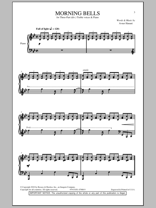 Avner Hanani Morning Bells sheet music notes and chords. Download Printable PDF.