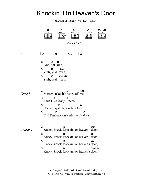 Avril Lavigne Knockin On Heaven S Door Sheet Music Pdf Notes Chords Rock Score Guitar Chords Lyrics Download Printable Sku 104601