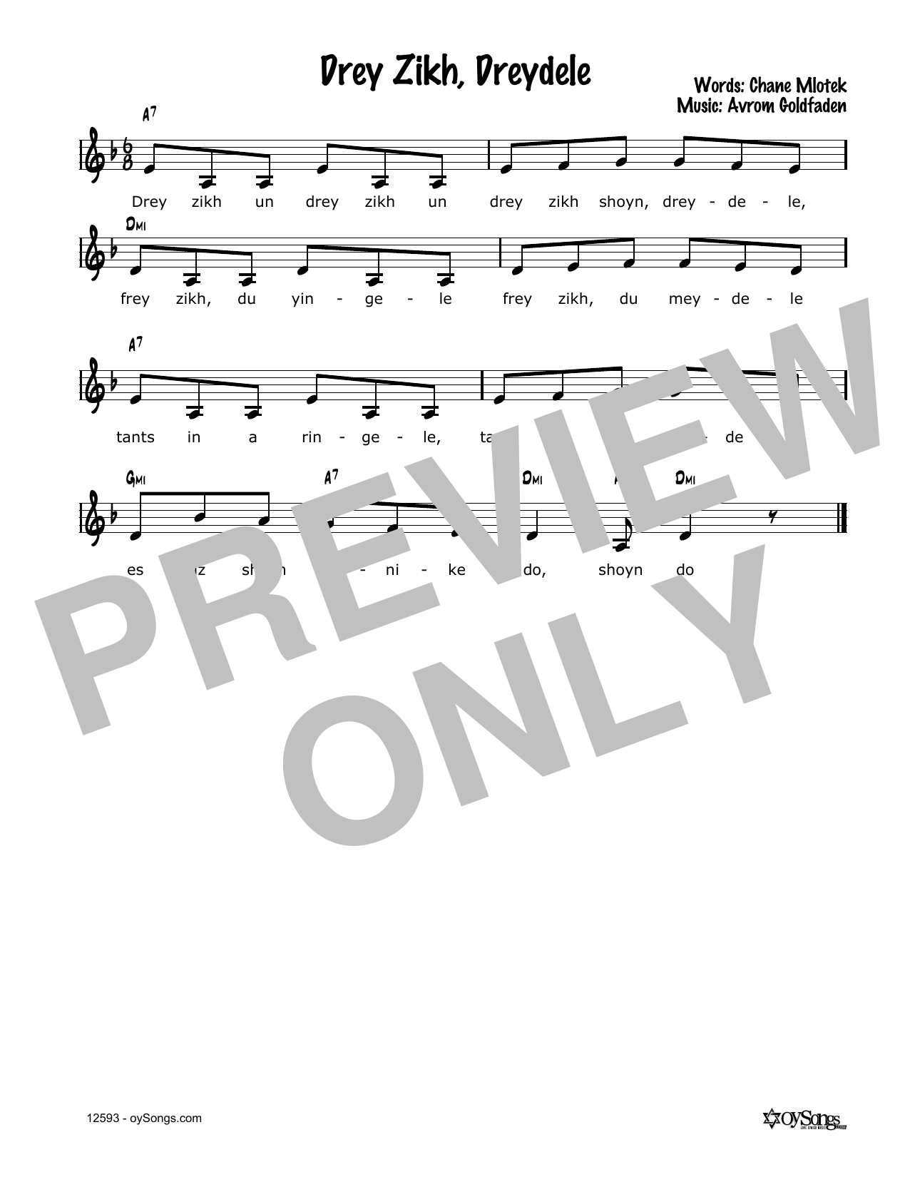 Avrom Goldfaden Drei Zich, Dreidele sheet music notes and chords. Download Printable PDF.