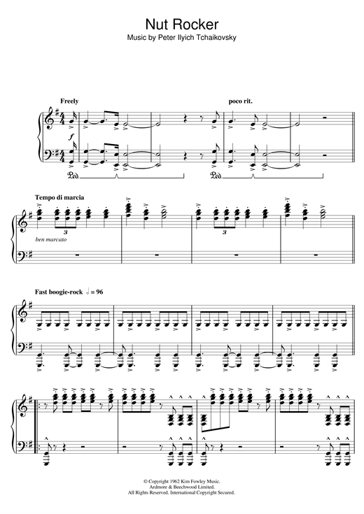 Learn to play B. Bumble and the Stingers Nut Rocker sheet music for Piano Solo in minutes. B. Bumble and the Stingers Nut Rocker sheet music notes and chords. Download Printable PDF.