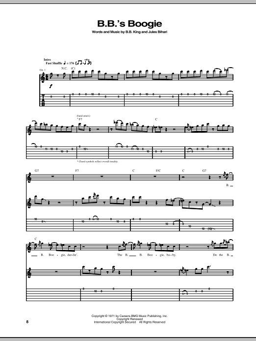 B.B. King B.B.'s Boogie sheet music notes and chords. Download Printable PDF.