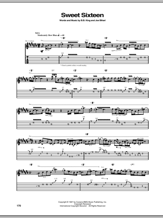 B.B. King Sweet Sixteen sheet music notes and chords. Download Printable PDF.