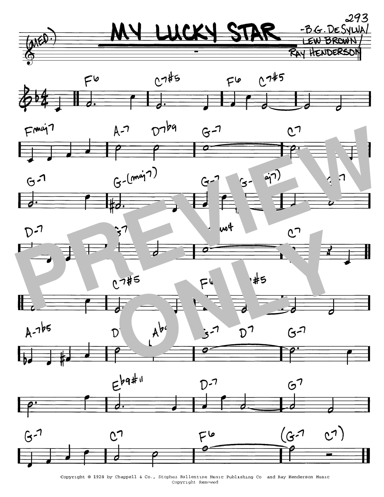 B.G. DeSylva My Lucky Star sheet music notes and chords arranged for Real Book – Melody & Chords – C Instruments