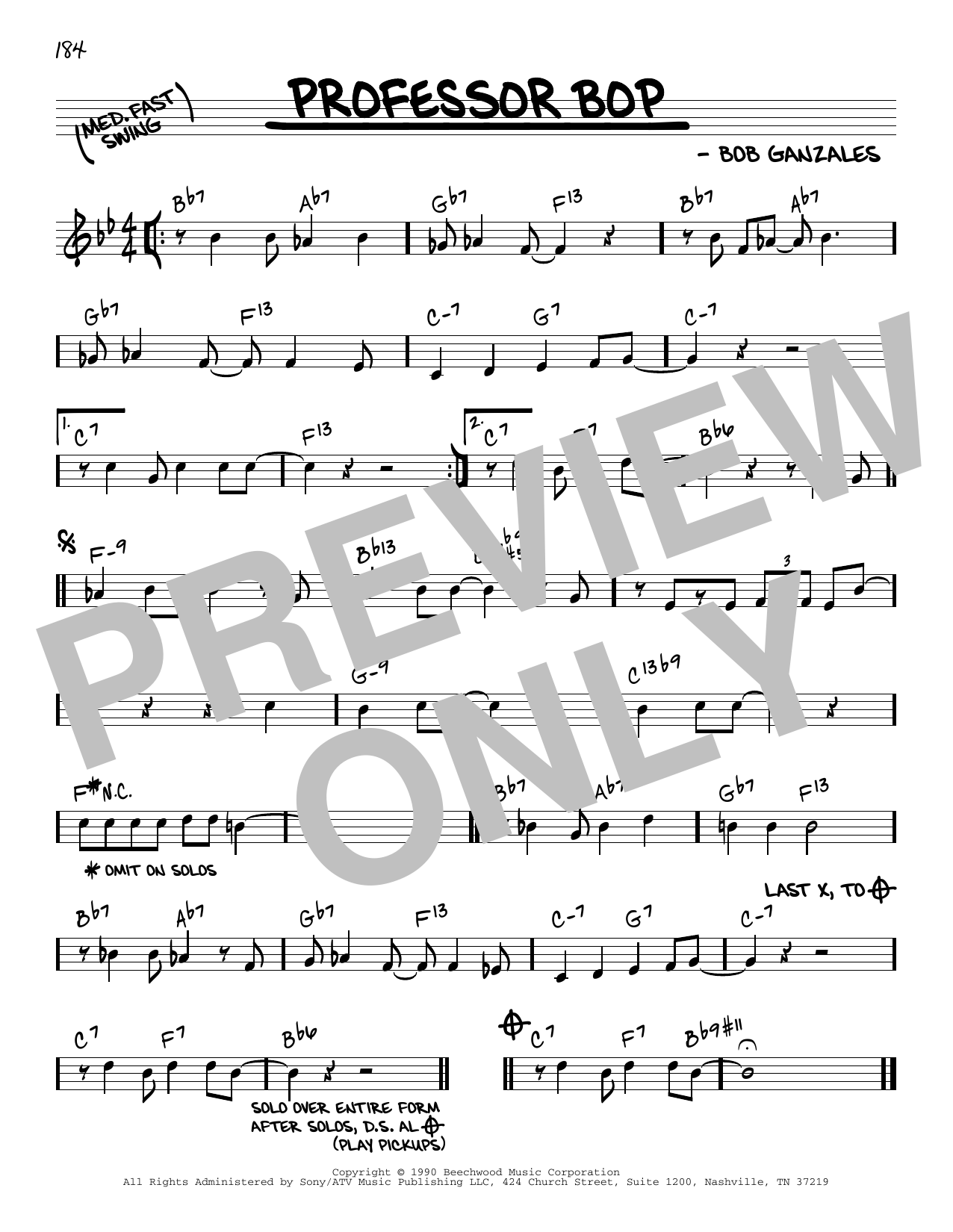 Babs Gonzales Professor Bop sheet music notes and chords. Download Printable PDF.