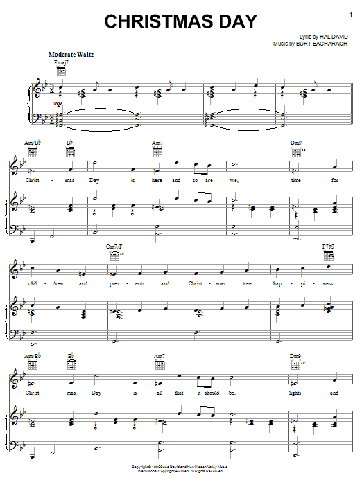 Bacharach & David Christmas Day sheet music notes and chords. Download Printable PDF.