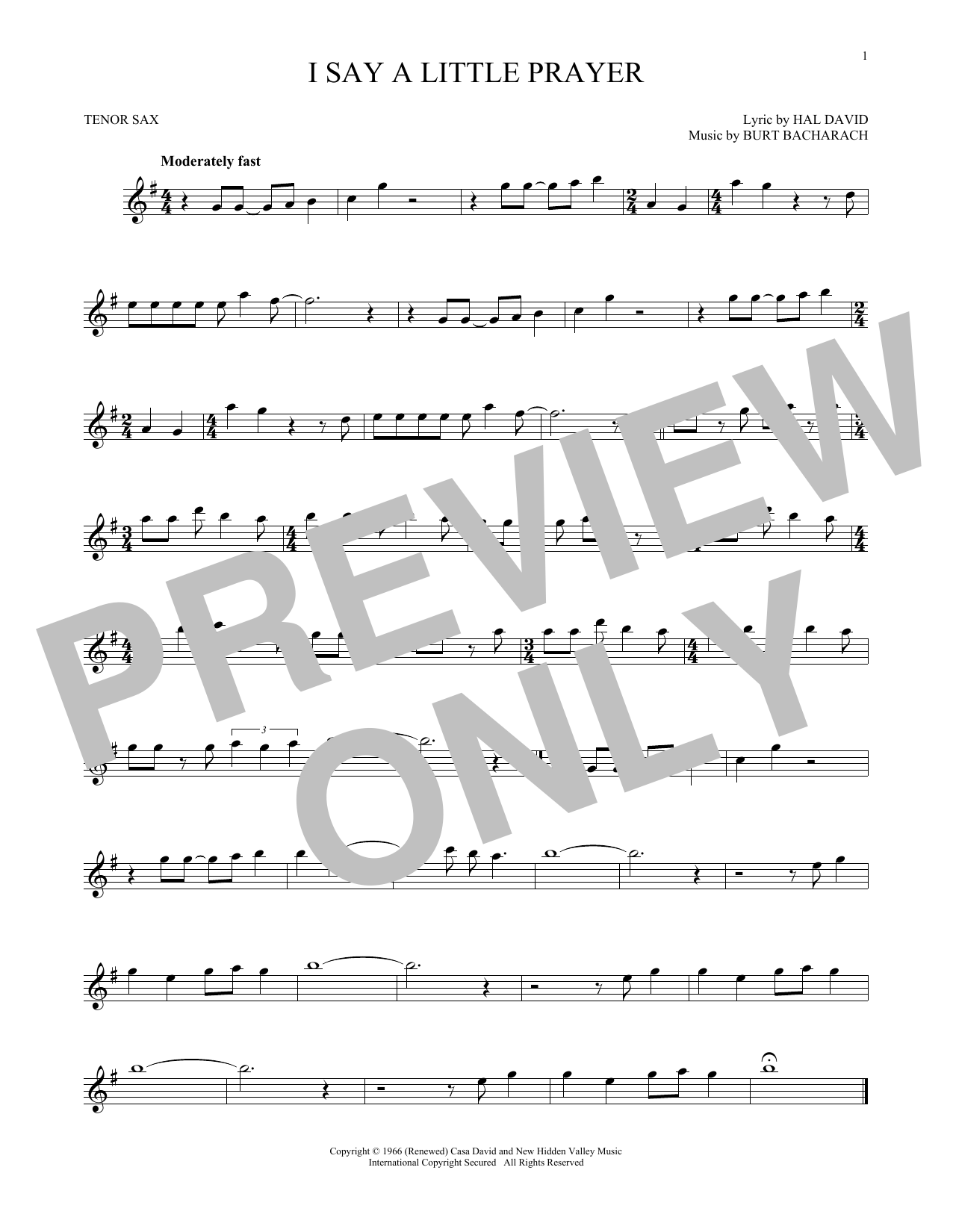 Bacharach & David I Say A Little Prayer sheet music notes and chords. Download Printable PDF.