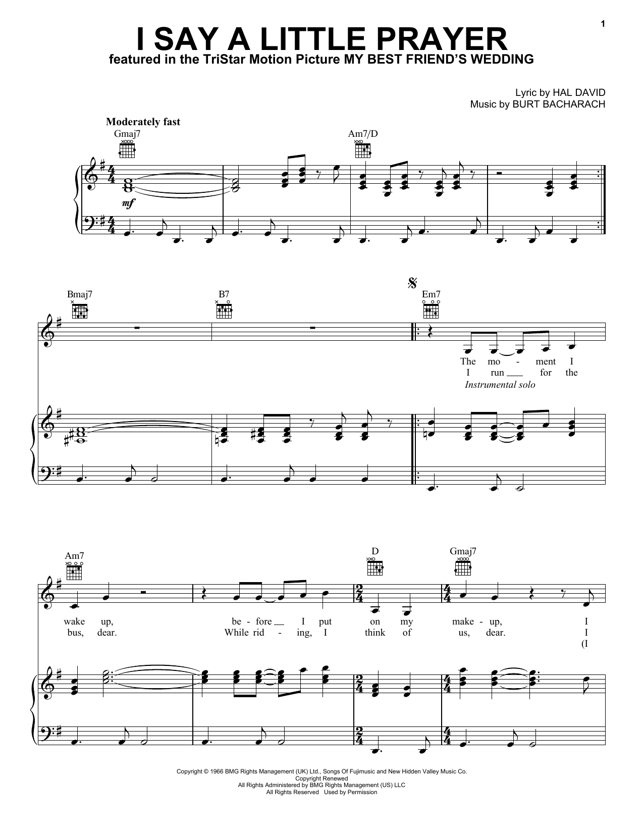 Aretha Franklin I Say A Little Prayer Sheet Music Pdf Notes Chords Broadway Score Piano Vocal Download Printable Sku 100457