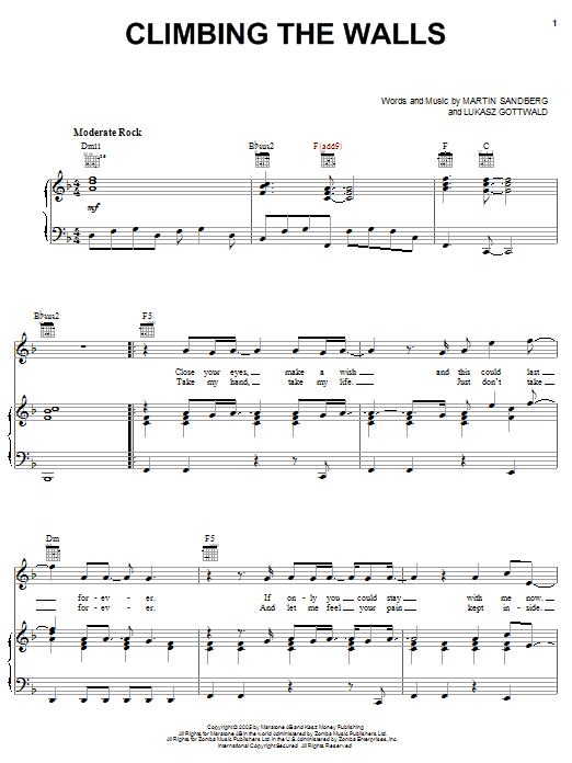 Backstreet Boys Climbing The Walls sheet music notes and chords. Download Printable PDF.