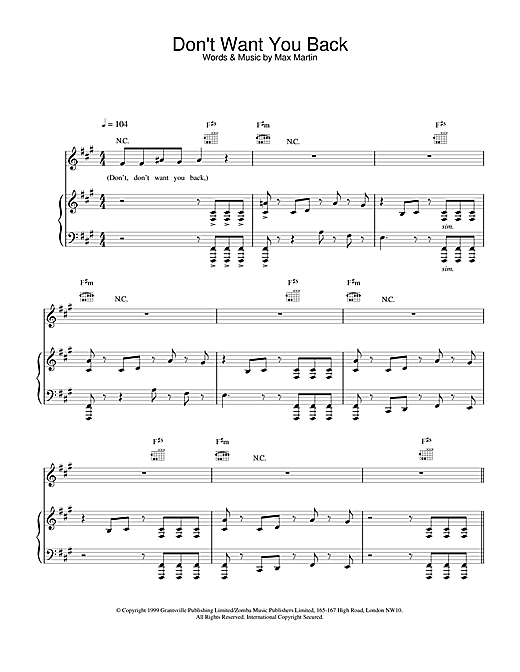 Backstreet Boys Don't Want You Back sheet music notes and chords. Download Printable PDF.
